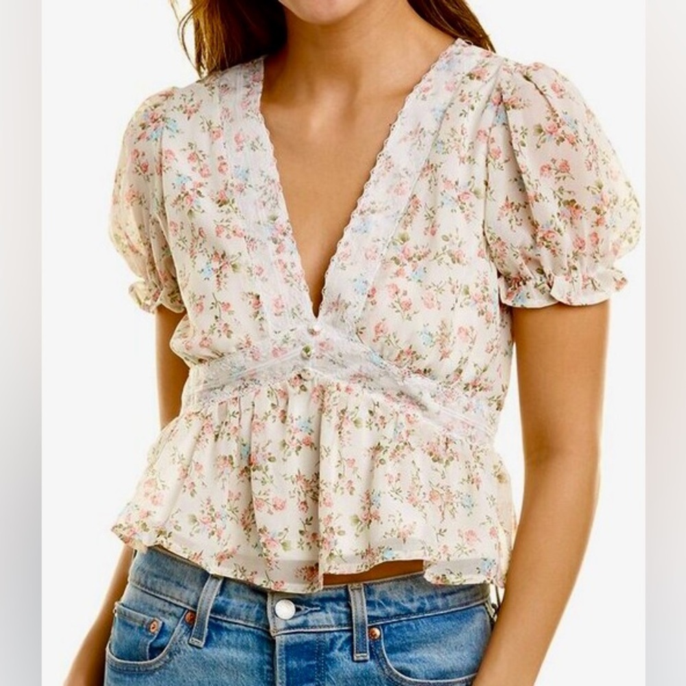 Rue La La Emmie Rose Lace-Trim Top